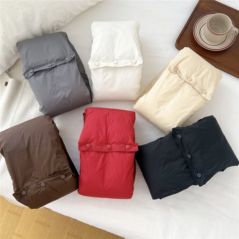 Winter Warm Padded Button Neck Warmer Quilted Snood Scarf Windproof Solid Color Neck Protector For Women Men