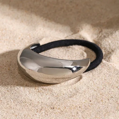 Minimalist Stainless Steel Hair Tie High Elasticity Rope Liquid Metal Decor Waterproof Hypoallergenic Commute Headwear