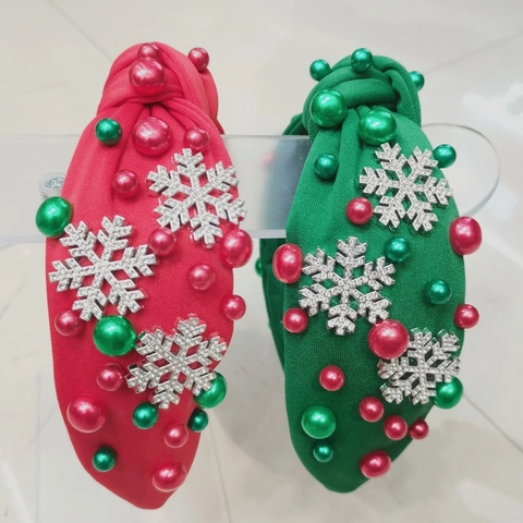 Serre-tête Noué en Alliage avec Flocon de Neige et Strass de Noël Accessoires de Cheveux Baroques pour Femmes