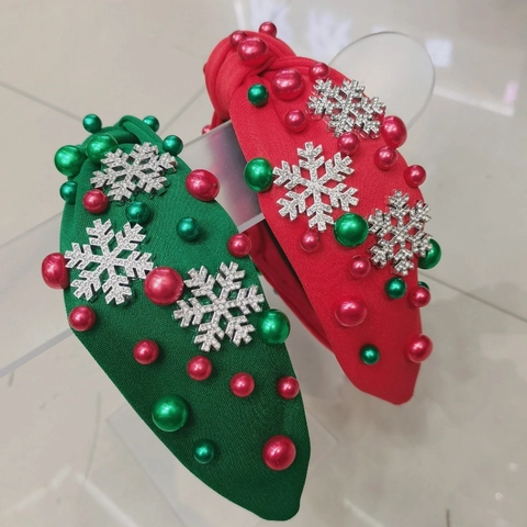 Serre-tête Noué en Alliage avec Flocon de Neige et Strass de Noël Accessoires de Cheveux Baroques pour Femmes