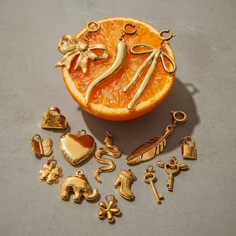 Ciondoli Charms In Acciaio Inossidabile Placcato Oro Per Creazione Gioielli DIY Accessori Farfalla Fiore Forma Cuore
