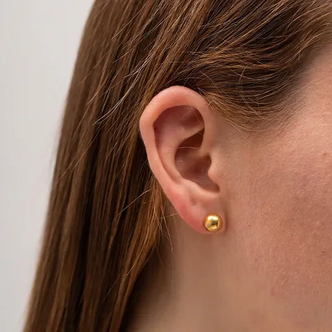 Pendientes de Botón Minimalistas de Acero Inoxidable con Esfera Dorada Joyería de Diseño Geométrico para Mujer Accesorios