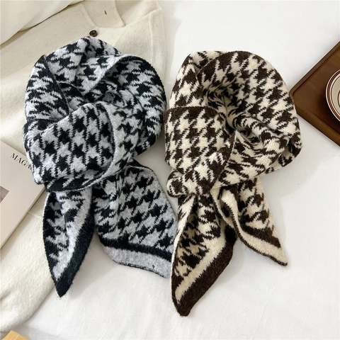 Sciarpa In Maglia Pied De Poule Inverno Caldo Elegante Retrò Scaldacollo Accessorio Di Moda Versatile Per Uomini Donne