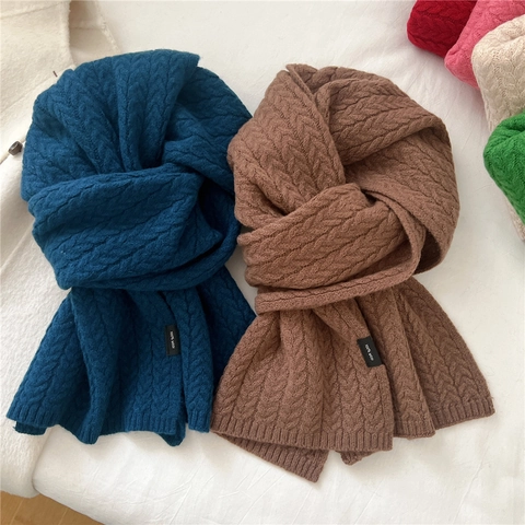 Winter Wolle Schal Dick Zopfmuster Warm Einfarbig Weich Gestricktes Tuch Für Damen Und Herren Eleganter Koreanischer Stil
