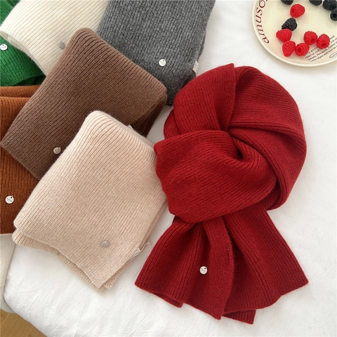 Winter Scarf Solid Color Wool Blend Ribbed Knit Warm Minimalist Neck Wrap For Women And Men Soft Chic Accessory