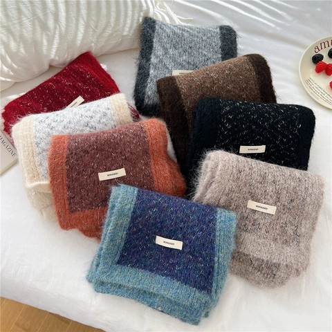 Sciarpa In Maglia Invernale Calda Spessa Bicolore Scaldacollo In Peluche Per Donna E Uomo Stile Coreano Morbido
