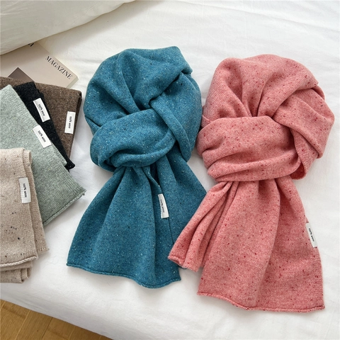 Sciarpa Invernale 100% Lana Lavorata A Maglia Macchiettata Morbida Calda Scaldacollo Chic Coreano Casual Per Uomo E Donna