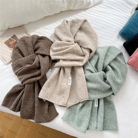 Sciarpa Invernale 100% Lana Lavorata A Maglia Macchiettata Morbida Calda Scaldacollo Chic Coreano Casual Per Uomo E Donna
