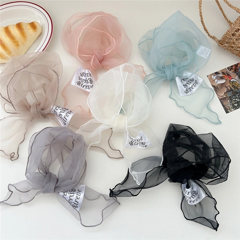 Pañuelo De Organza Transparente Color Sólido Ligero Borde Ondulado Diadema Cinta Decoración De Bolso Para Mujeres