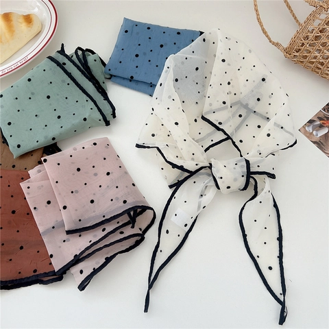 Sciarpa Diamante Pois Leggera In Poliestere Foulard Decorativo Fascia Capelli Elegante Versatile Per Donne