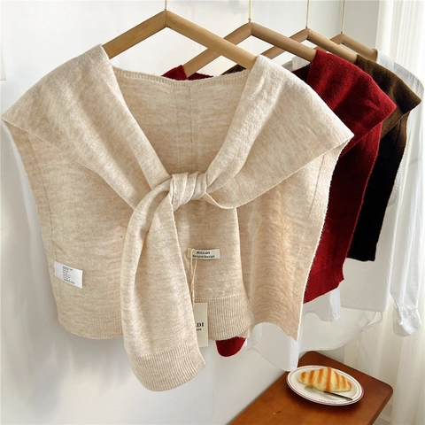 Gebreide Sjaal Valse Kraag Effen Kleur Nekwarmer Schouderdoek Decoratieve Casual Kantooraccessoire Voor Dames