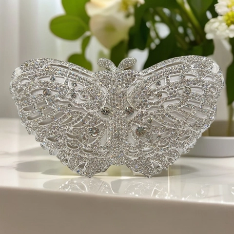 Schmetterlingsform Abendtasche Legierung Strass Hohl Hartschale Formelle Hochzeit Party Handtasche Für Damen