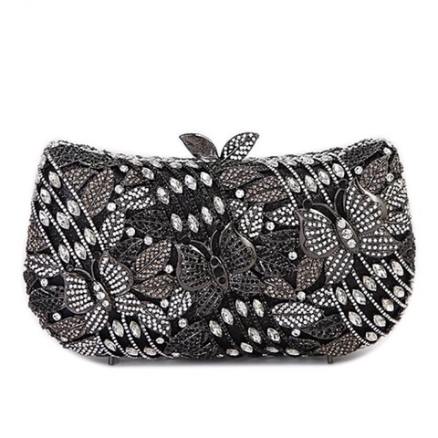 Sac De Soirée Papillon Métal Évidé Strass Fleur Cristal Luxe Fête Banquet Sac À Main Pour Femmes
