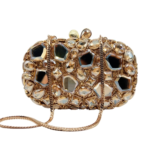 Pochette Da Sera Di Lusso Con Strass Borsa In Cristallo Cornice In Metallo Traforato Per Donna Festa Matrimonio Borsa Elegante