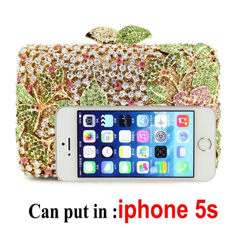 Pochette Da Sera Floreale Con Strass Lusso Metallo Cavo Cristallo Guscio Rigido Matrimonio Festa Con Catena Rimovibile