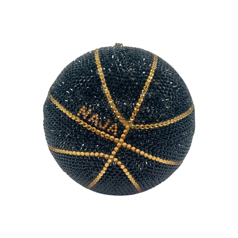Borsa da Sera a Forma di Pallacanestro con Strass per Donna Pochette Sferica Luccicante con Catena in Metallo