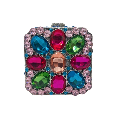 Pochette Da Sera Di Lusso Telaio In Lega Cristallo Strass Svuotato Scatola Quadrata Borsa Da Festa Per Donna Con Catena