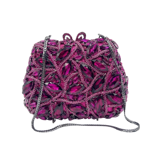 Avondtasje Clutch Zware Strass Kristal Ingelegde Handtas Bruiloft Feest Luxe Harde Schaal Met Ketting Voor Dames