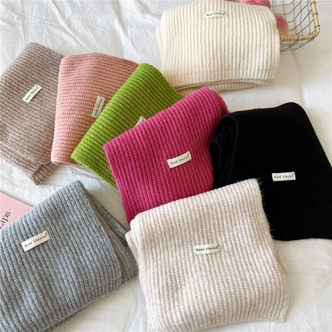 Women's Knitted Scarf Thick Ribbed Solid Color Warm Winter Neck Warmer Soft Acrylic Polyester Nylon Spandex