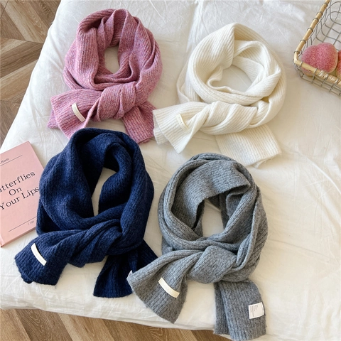 Sciarpa In Maglia Spessa Calda Morbida A Costine Misto Lana Inverno Versatile Tinta Unita Scaldacollo Per Donna Uomo