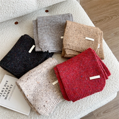 Sciarpa A Maglia Lunga Misto Lana Spessa Calda Picchiettata Stile Tweed Morbida Moda Inverno Per Donne Uomini