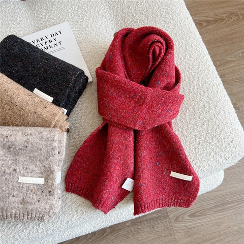 Sciarpa A Maglia Lunga Misto Lana Spessa Calda Picchiettata Stile Tweed Morbida Moda Inverno Per Donne Uomini
