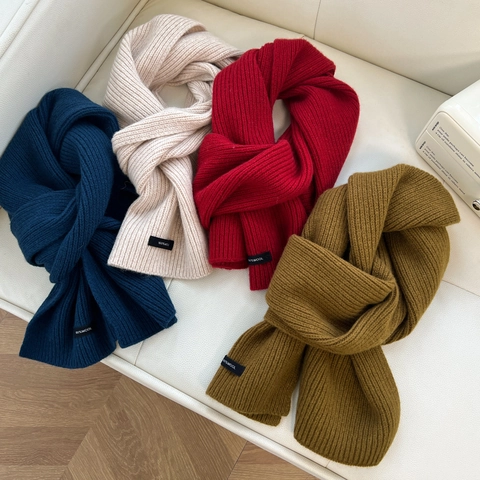 Strickschal Aus Reiner Wolle Dick Gerippt Warm Winter Halswärmer Einfarbig Für Damen Herren