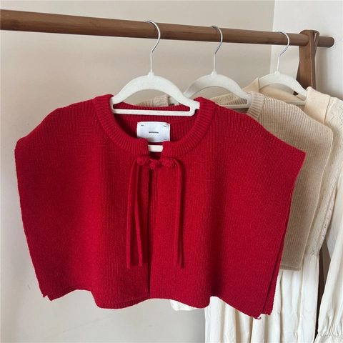 Gestrickter Schal Falscher Kragen Damen Winter Warm Bindeband Strick Capelet Schulterwickel