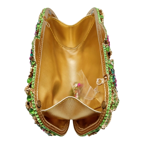 Borsa Da Sera Floreale Con Strass Pochette Traforata Fiore Metallico Guscio Rigido Matrimonio Festa Formale Donne Con Tracolla A Catena