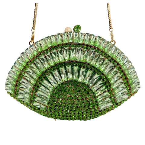 Pochette Da Sera Con Strass Lusso Borsa A Mano In Cristallo A Forma Di Ventaglio Per Matrimonio Festa Formale Con Catena In Metallo