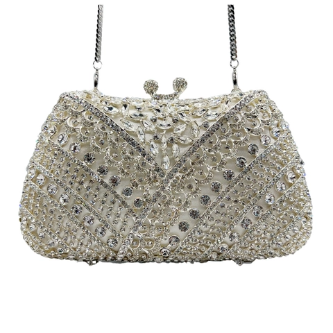 Pochette Da Sera Di Lusso Strass Cristallo Lega Guscio Rigido Catena Rimovibile Per Festa Matrimonio Banchetto Elegante Donne
