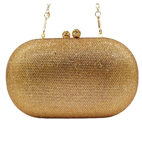 Pochette Da Sera Da Donna Lussuosa Con Strass Ovale Rigida Elegante Banchetto Matrimonio Festa Borsa Scintillante