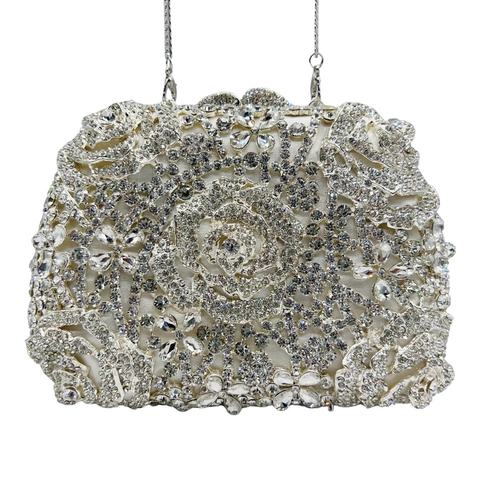 Luxuriöse Abendtasche Mit Rosenblüten Und Strasssteinen Elegante Hohlkristall Clutch Für Damen Party Hochzeit Handtasche