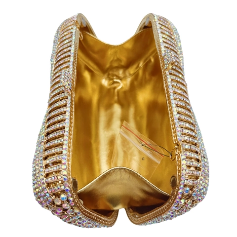 Bolso De Noche Clutch Estrás Lazo Diseño Cristal Lujo Fiesta Boda Bolso De Mano Con Cadena De Metal Desmontable