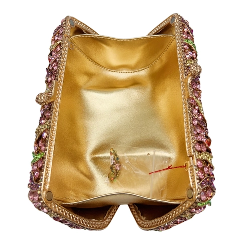 Pochette Da Sera Di Lusso Con Strass Floreali Lega Cristallo Guscio Rigido Borsa Da Festa Con Catena In Metallo Rimovibile
