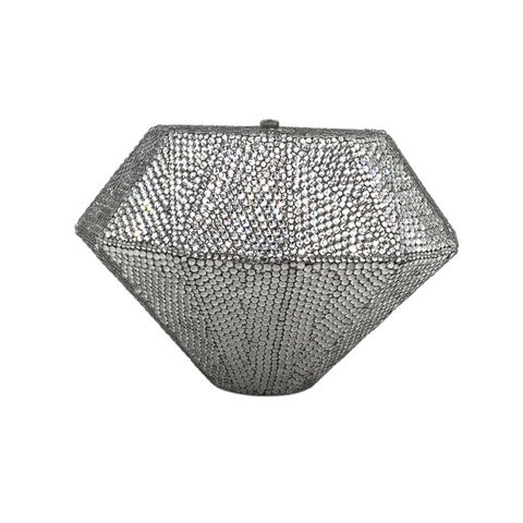 3D Diamanten Abendtasche Luxus Geometrische Patchwork Strass Clutch Für Damen Bankett Party Hochzeit Metallic Handtasche