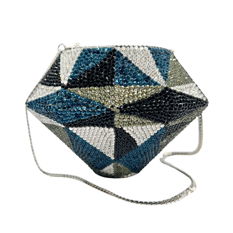 Borsa Da Sera A Forma Di Diamante Con Strass Motivo Geometrico Catena In Metallo Pochette Da Festa Matrimonio Donna