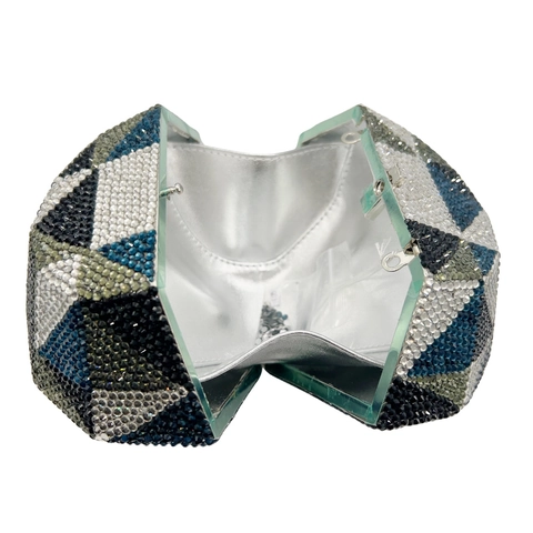 Borsa Da Sera A Forma Di Diamante Con Strass Motivo Geometrico Catena In Metallo Pochette Da Festa Matrimonio Donna