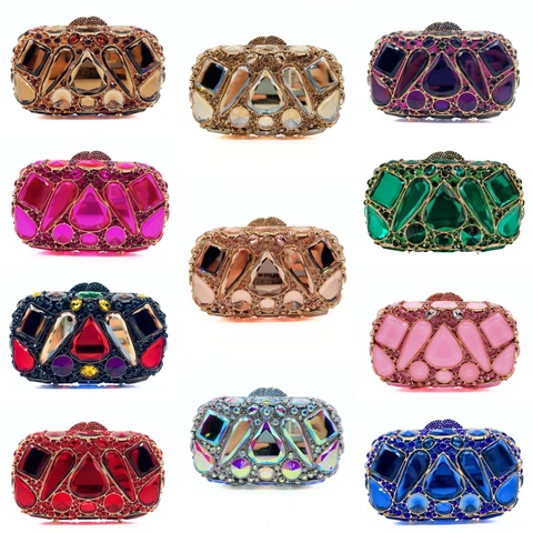 Pochette Da Sera Di Lusso Con Strass E Cristalli Geometrici Borsa Da Festa Rigida Elegante Per Matrimoni Donne