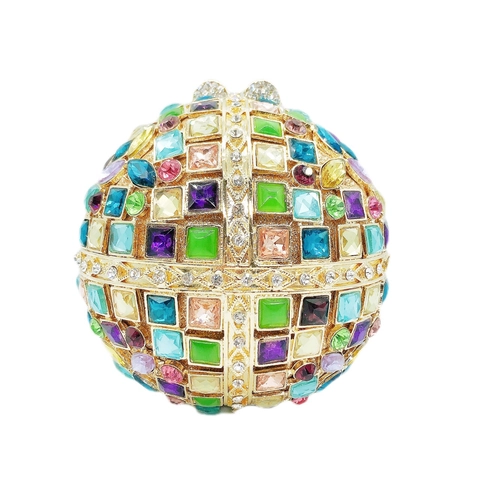 Borsa Da Sera A Sfera In Metallo Con Strass Colorati Pochette Con Catena