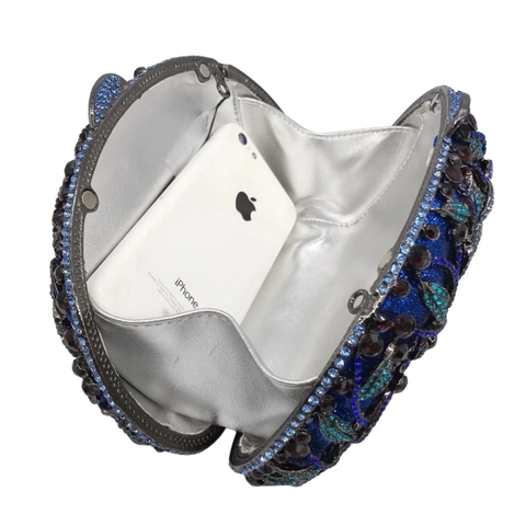 Borsa Da Sera Con Strass Traforata A Fiori Pochette In Cristallo Metallico Per Donna Matrimonio Festa Con Tracolla A Catena Guscio Rigido