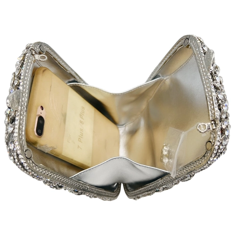 Borsa Da Sera Pochette Con Strass Lega Cristallo Lusso Banchetto Festa Borsa A Mano Con Catena Per Donne