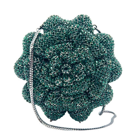 Blumenform Abendtasche Strass Clutch Legierung Kristall Party Hochzeit Handtasche Mit Kette