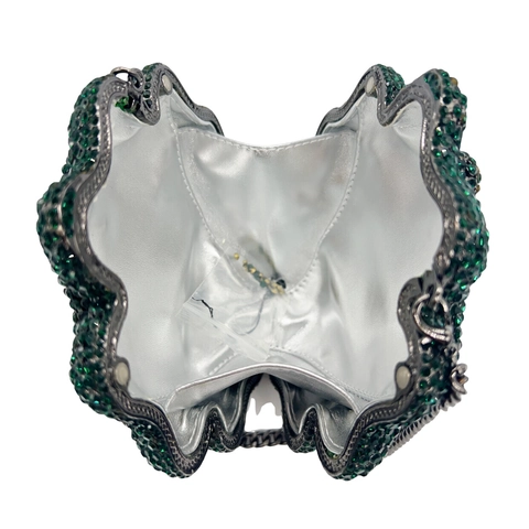 Blumenform Abendtasche Strass Clutch Legierung Kristall Party Hochzeit Handtasche Mit Kette