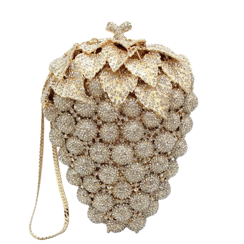Borsa Da Sera A Forma Di Uva Con Strass Borsa Clutch In Metallo Con Tracolla A Catena Lusso Festa Matrimonio Per Donne