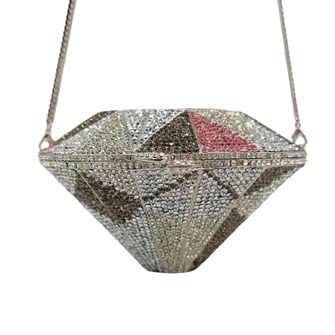 Borsa Da Sera In Lega Con Strass E Cristalli Forma Diamante Con Catena In Metallo Per Donne Festa Matrimonio Eventi Formali