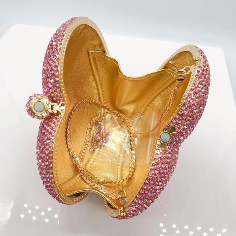 Herzförmige Abendtasche Clutch Metall Kristall Strass Glitzernde Handtasche Mit Kette Für Hochzeit Party Bankett