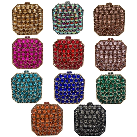 Borsa Da Sera Con Strass Da Donna Clutch In Cristallo Minaudière Ottagonale A Guscio Rigido Con Catena In Metallo