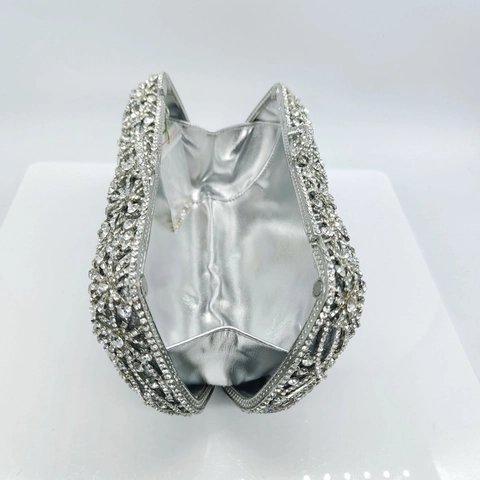 Rhinestone Flower Evening Clutch Bag Luxury Sparkly Crystal Hard Shell Wedding Party Banquet Handbag For Women