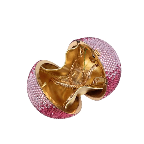 Borsa Da Sera A Forma Di Mela Con Strass Cristallo Rosa Sfumato Cornice In Metallo Borsa Da Sposa Party